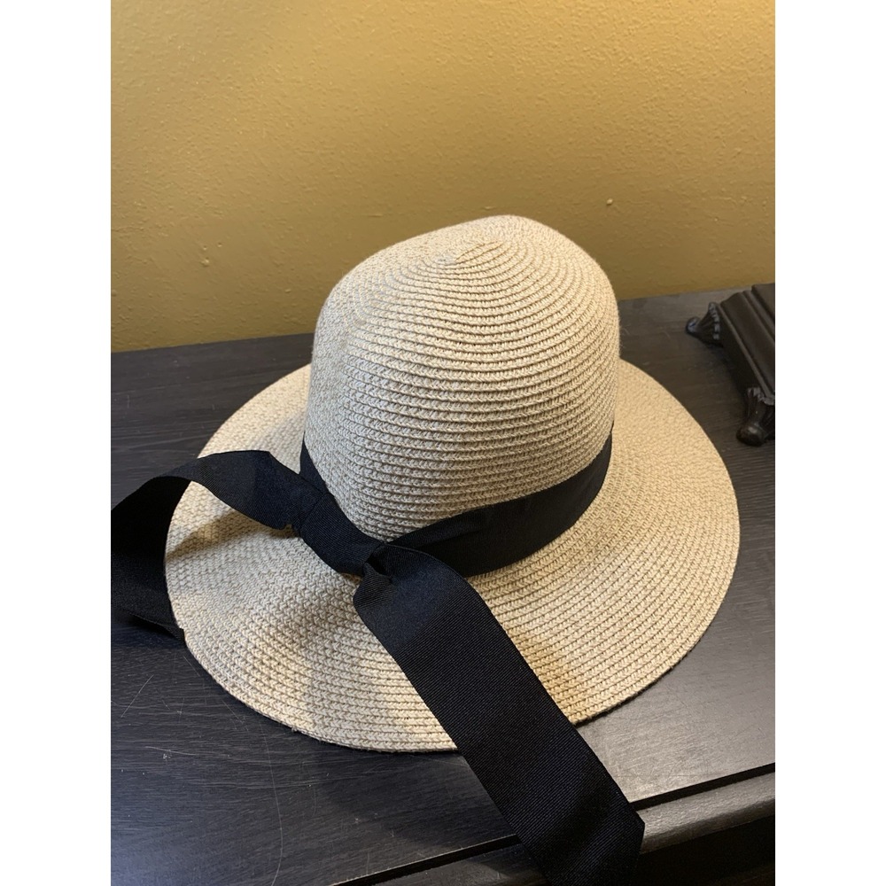 FURTALK Womens Beach Sun Straw Hat Travel Brim Summer Black Ribbon